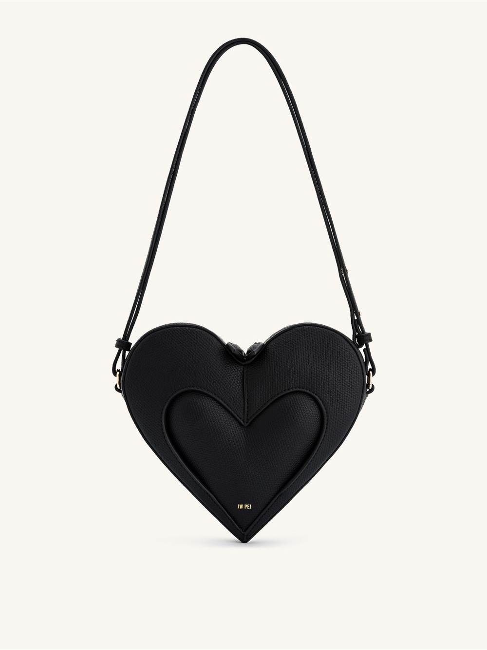 Francisca Heart Shaped Crossbody Bag - Black